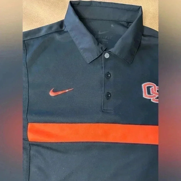 Oregon State Beavers Mens Nike Dr-Fit Polo Shirt Black And Orange Size Large - Picture 3 of 10